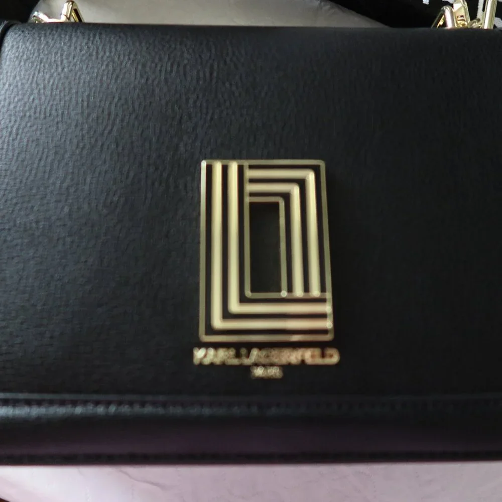 Karl Lagerfeld Paris Simone Small Leather Crossbody Black No Handle - Picture 7 of 12